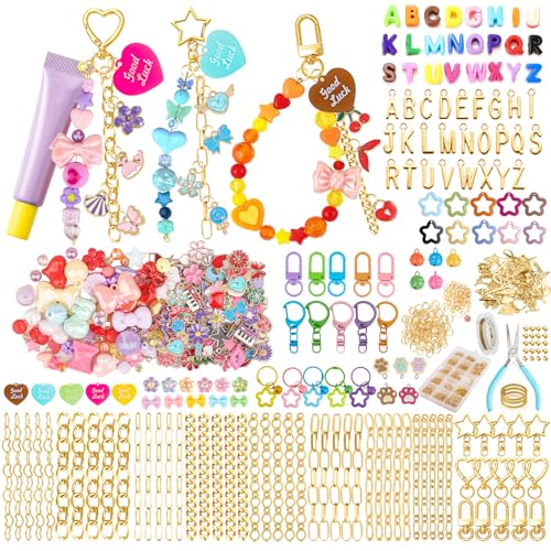 Ecoofor 561 Pcs Keychain Making Kit - Includes 30 Keychain Clips, 40 Extender Chains, 178 Charms, Beading Accessories, Jewelry Pliers - DIY Bag Charms & Jewelry Craft Kit Supplies - color: 8 Styles Ultimate Set
