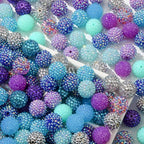 20mm Rhinestone Beads 20pcs Chunky Bubblegum Beads Beadable Pen Beads Shine Disco Ball Beads Jumbo Plastic Beads for Necklace Jewelry Bracelets DIY Crafts Making (bluepurple) - color: bluepurple