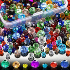 560 Pcs Faceted Rondelle Crystal Beads, Boxed, Spacer Beads for DIY Crafts, 4/6/8mm (Colorful) - color: Colorful