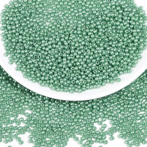 4000pcs Christmas Green 3mm Pearl Beads with Hole Round Pearls for Crafting Fake Loose Pearl Beads for Women Jewelry Making Bracelets Necklaces Earrings Key Chains Accessories DIY - color: Christmas Green, size: 3mm,4000pcs