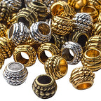 150pcs Spacer Beads Large Hole Tibetan Alloy Rondelle Bead Spacers Column Tube Loose Charms for DIY Jewelry Bracelet Necklace Making Accessory