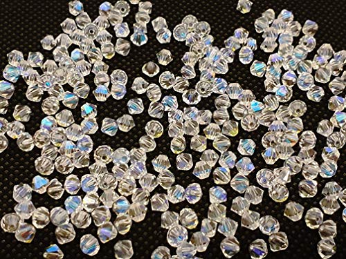 Perlin Preciosa Bohemian 3mm Crystal Glass Beads 100 pcs Czech Bicone Colorful Mix Beads for DIY Jewelry Making Double Cone Bead Bracelet Earring Necklace Crafting (Crystal Clear) - color: Crystal