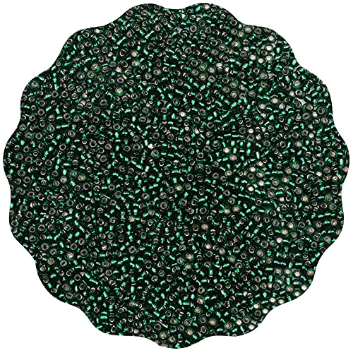 5100 Pcs Size 8/0 Glass Seed Beads, 3 mm Emerald Small Mini Spacer Loose Pony Beads for Jewelry Making and DIY Crafts - color: Emerald, size: Medium
