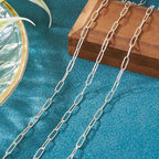 3.28 Feet Sterling Silver Paperclip Chain Paperclip Link Necklace Oval Cable Chain with Velvet Polishing Cloth Permanent Bracelet Kit 8.5x3mm for Women Men Necklace Jewelry Making - color: Silver
