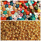Amaney 2000pcs Beads Kits,Letter Beads and Gold Spacer Beads for DIY Bracelet Necklace Craft Jewelry Making Colorful - color: Gold on Colorful