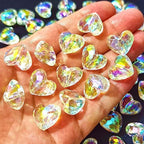 Mixed Lots Shiny AB Color Acrylic Faceted Heart Bead DIY Beading Hairband Bracelets Necklace Craft Embelishment (Clear AB-Heart) - color: Clear AB-Heart