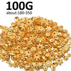 BronaGrand 100 Gram(About 250-350pcs) Bead Caps Metal Spacers Jewelry Findings Accessories for Bracelet Necklace Jewelry Making,Gold - color: Gold