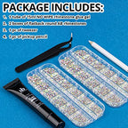 BELLEBOOST Nail Art Rhinestone Glue Gel&2 Boxes Flatback Gems Kit, 1 Tube of 15ml Rhinestone Gel Glue(UV/LED Needed)+Crystal AB Gems with Pickup Tools - color: A05-AB+ AB