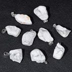 10pcs Irregular Raw Natural Howlite Rock Stone Pendant Healing Crystal Chakra Gemstone Charm for Jewelry Making DIY Necklace Earrings Accessories Reiki - color: Howlite
