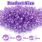 WILLBOND 600 Pcs Crystal Glass Beads for Jewelry Making Bulk Suncatcher Faceted Rondelle Loose Gemstone for Valentine's Day, Irish Holiday, Easter Bracelet DIY Crafts 8mm, 6mm, 4mm(Purple) - color: Purple