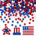 WILLBOND 1200 Pieces 4th of July Patriotic Pony Beads for Jewelry Making DIY Crafts (Red, Blue, White)