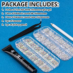 BELLEBOOST Nail Art Rhinestone Glue Gel&2 Boxes Flatback Gems Kit, 1 Tube of 15ml Rhinestone Gel Glue(UV/LED Needed)+Crystal AB Gems+Flat-Back Round Glass Clear Gemstones with Pickup Tools - color: A04-AB+ Clear