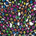 Amaney 1000pcs Alphabet Beads 4x7mm Round Letter Beads Black Acrylic with Colorful Letter for Jewelry Making - color: Black&colorful