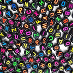 Amaney 1000pcs Alphabet Beads 4x7mm Round Letter Beads Black Acrylic with Colorful Letter for Jewelry Making - color: Black&colorful