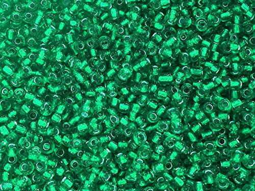 Seed Beads Size:11/0 50 gr / 1.76 oz (Emerald Green Silver Lined) - color: Emerald Silver Lined