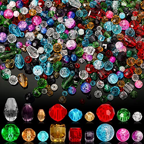 Bucherry 1300 Pcs Assorted Glass Beads Bulk for Jewelry Making Colorful Mixed Crystal Faceted Bicone Beads for Craft Suncatcher Bracelet Necklace Pendant
