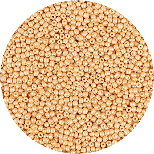 2200pcs Glass Seed Beads, 4mm 6/0 Pony Bulk for Jewelry Making, Mini Spacer Loose Craft Small Glass Beads for DIY Bracelet (Champagne Gold) - color: Champagne Gold