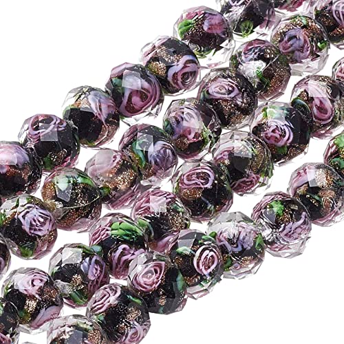 PH PandaHall 60pcs 8~10mm Gold Sand Lampwork Beads Glass Handmade Round Loose Beads for Rosary Making Jewelry Craft Making with 2mm Hole - Black - color: Black, size: 10mm