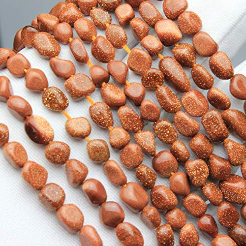MJDCB Natural Irregular Shape Stone Beads 6-8mm Gold Sand Stone Gemstone Energy Cured for Jewelry Making Necklaces - color: Gold Sand Stone