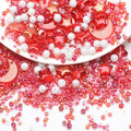 Mixed Star Moon Crystal Glass Beads Seedbeads Loose Round Pearl Beads for Jewelry Making Craft Bracelets Necklaces Earrings DIY Crafts Projects Red Glass Spacer Bead Kits for Crafts - color: Red
