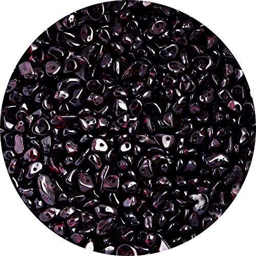 Natural Chip Stone Beads 5-8mm Garnet About 400 Pieces Irregular Gemstones Healing Crystal Loose Rocks Bead Hole Drilled DIY for Bracelet Jewelry Making Crafting (5-8mm, Garnet) - color: Garnet