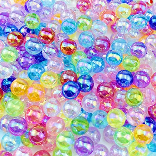 300 Pcs 8mm Acrylic Round Beads AB Colors Round Spacer Beads for Earring Bracelet Necklace Key Chains Jewelry DIY Craft Making(Mix AB Color) - color: Mix AB Color, size: 8mm
