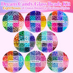XSEINO 192 Colors 4800pcs 8mm Dream Candy Colorful Series Glass Beads Bracelet Making Kit,8 Box Different Unique Styles Crystal Bead for Making and DIY Crafts