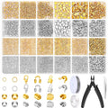 2384Pcs Crimp Beads Supplies for Jewelry Making, Including Crimp Bead Covers, Crimp Tubes, Bracelet Clasps and Closures, Crimp Ends, Jump Rings, Crimping Pliers and Beading Wire for Bracelets Making