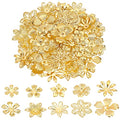 PandaHall 200pcs Flower Bead Cap, 10 Styles Bead End Caps Filigree Spacer Beads Caps Metal End Charm Tibetan Caps for DIY Earrings Bracekets Necklace Jewelry Craft Making, Golden - color: Golden