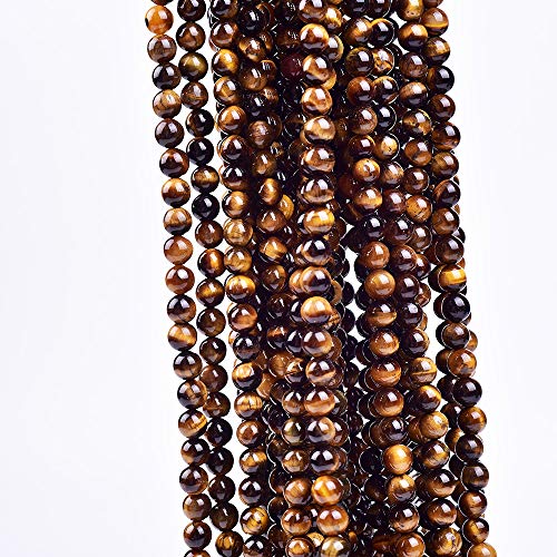 Natural Round AAA+Yellow Tiger Eye Gemstone Loose Beads Energy Stone Healing Power for Bracelet Jewelry Making 1 Strand 15"（6mm,60pcs） - color: yellow, size: 6mm
