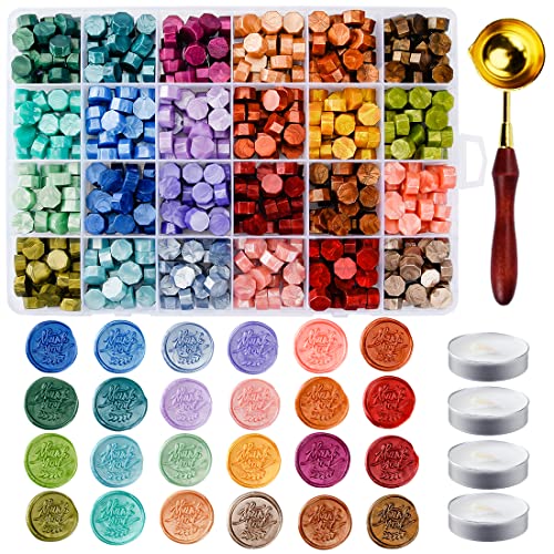 Metallic Assorted Color Seal Beads - 24 Colors for Making Wax Seals, Decor for Envelope, Letter, Wedding Invitation and Sealing Wine Bottle - color: Metallic Assorted Color