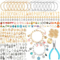 SANNIX 486Pcs Charm Bracelet Making Kit, Including 16 Bangles 228 Charms 240 Jump Rings and Pliers Tools for Crafts, Gold Silver Charm Chain for DIY Bracelet Making Supplies
