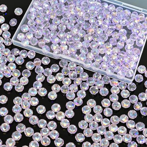 220Pcs 10mm Crystal Glass Beads for Jewelry Making Beads for Bracelets Necklace Pendants Making Supplies(Light Purple) - color: Light purple, size: 10mm 220pcs