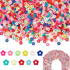 PH PandaHall 4600pcs Flower Heishi Bead 6mm Vinyl Disc Beads Flat Floral Polymer Clay Beads for Hawaiian Earring Choker Anklet Bracelet Necklace Jewelry Making Summer Surfer, Random Color