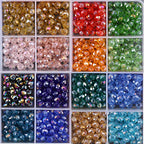 1200Pcs Faceted Rondelle Beads, Messar 6mm Crystal Glass Beads AB Color Plated Bicone Faceted Glass Beads for Bracelet Necklace Jewelry Making Set DIY Craft Projects (24 Mixed Colors)
