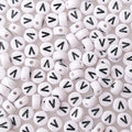 200+ Pieces 4x7mm Single V Letter Beads for Jewelry Making, White Round Acrylic Bulk Alphabet (Black on White) - size: Single letter V 200+ Pcs