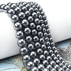 35pcs 10mm Natural Black Hematite Beads Energy Healing Crystal Round Loose Stone Beads for Jewelry Making, DIY Bracelets Necklaces - color: Black Hematite, size: 10mm