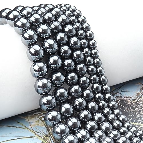 35pcs 10mm Natural Black Hematite Beads Energy Healing Crystal Round Loose Stone Beads for Jewelry Making, DIY Bracelets Necklaces - color: Black Hematite, size: 10mm