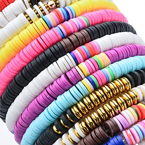3000Pcs Flat Round Polymer Beads Vinyl Heishi Beads for Jewelry Making Women Necklace Bracelet Earrings (22-Black) - color: 22-Black