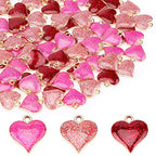 SANNIX 90Pcs Valentine's Day Heart Charms with 150Pcs Jump Rings, 3 Colors (Red, Pink, Rose Red), DIY Jewelry Making Crafts Supplies - color: 3 color