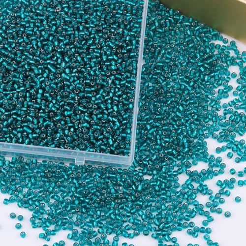 5100 Pcs Size 8/0 Glass Seed Beads, 3 mm Teal Small Mini Spacer Loose Pony Beads for Jewelry Making and DIY Crafts - color: Teal, size: Medium