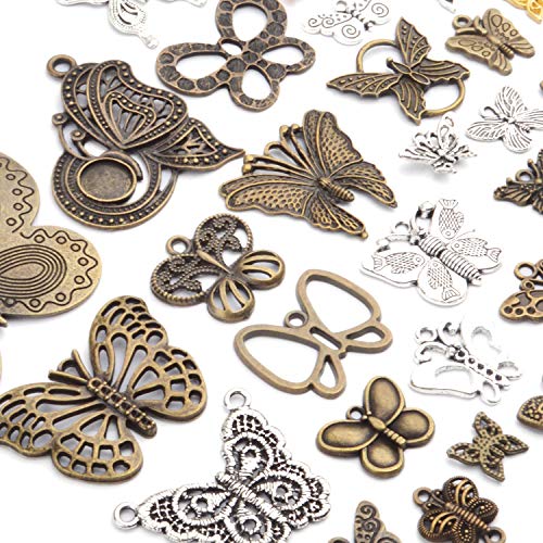 100g Mixed Butterfly Charms Vintage Fly Insect Pendant Charms for Necklace Bracelet Jewelry Making Crafting - style: Mixed Butterfly Charms