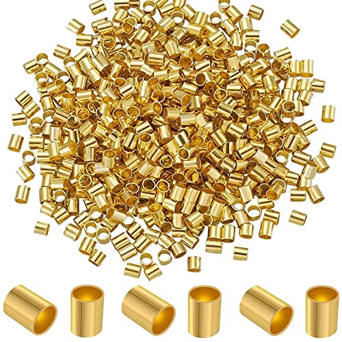 500 2.2mm Plated Brass Beads - 5 Colors, 500 Pieces, Crimp Tube Accessories for Jewelry Making - color: Gold