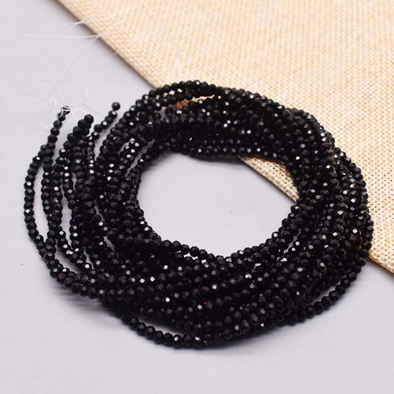 415pcs Rondelle Crystal Glass Beads 2mm 4mm 6mm 8mm Mixed Sizes, Faceted Briolette Spacer Czech Seed Loose Beads for DIY Jewelry Making (Black) - color: Black