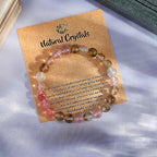 MAIBAOTA Healing Crystal Bracelet for Women Men, 8/4 mm Natural Stone Beaded Bracelets, Jewelry Birthday Gifts, Round Gemstones Stretch Bracelets - color: Multi-Watermelon, size: 8 mm