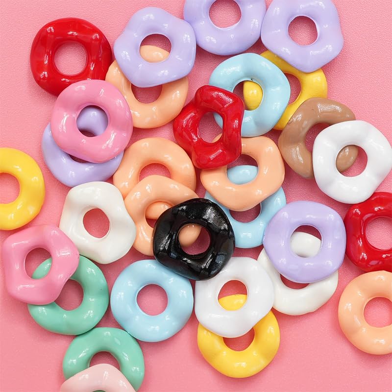 30 PCS 1/2" Dopamine Wave Chunky Hole Bakeware Acrylic Beads Handmade Jewelry DIY Loose Beads,Color May Vary