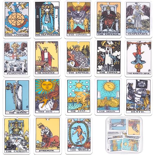 SUNNYCLUE 1 Box 18 Styles Tarot Charms Tarot Card Charm Bulk Acrylic Lucky Fortune Astrology Divination Amulet Magic Pendants for Jewelry Making DIY Crafts Supplies - style: Tarot 1