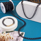 Craftdady 16.4 ft Aluminum Curb Chain 13.5x8mm Twisted Black Chain Unwelded Hanging Chain Link Necklace Chain with Spool for DIY Crafts Jewelry Making - color: Black, 13.5x8mm