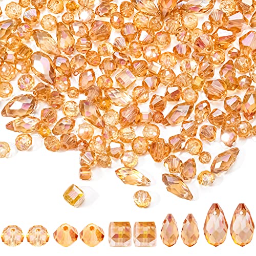Kigeli 1280 Pcs Glass Beads Bulk Assorted Crystal Beads for Jewelry Making Faceted Teardrop Rondelle Briolette for DIY Crafts Necklace Wristband Earring Kit(Classic,Champagne Gold) - color: Champagne Gold, style: Classic