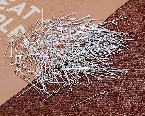 Shapenty 200PCS Mini Metal Wire Eyepins Beading Small Open Eye Head Pins Needles Bulk for DIY Craft Bead Earring Pendant Necklace Bracelet Jewelry Charm Finding Making (28mm/1.1Inch, Silver) - color: Silver, size: 28 mm